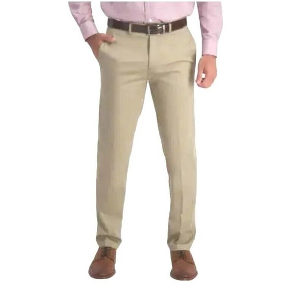 Haggar ~Men's Size 34 × 34~ Beige/Khaki Premium Non Iron Twill Perfect Fit Pants - Picture 1 of 16